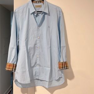 BURBERRY Light Blue Men's Long Sleeve Button-down Top